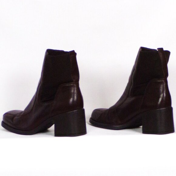 LIZ CLAIBORNE size 9M brown COLLINA mid-heel ankle boots leather uppers - Picture 10 of 15